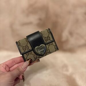 Gucci Monogram Keyholder with Heart Shaped Hardware